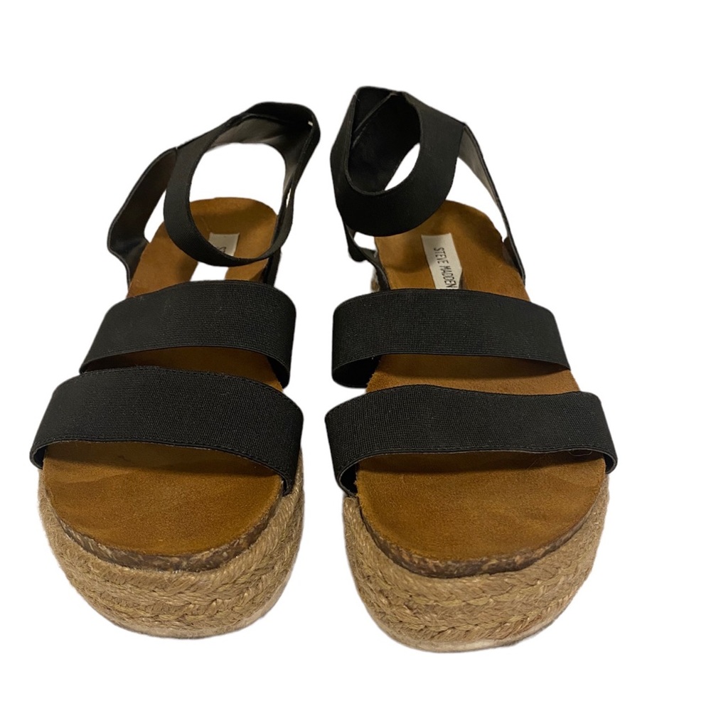 Steve Madden Womens Size 8 Open Toe Casual Espadrille Sandals Black Jimmie